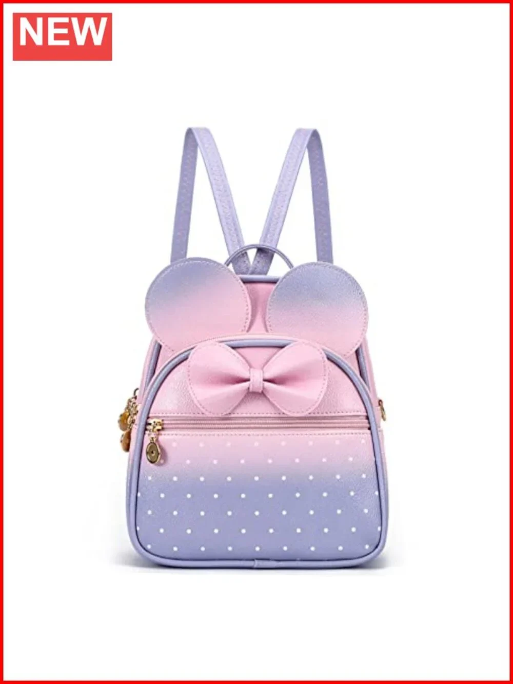 Faux Leather Mini Backpack Bowknot Polka Dot Women Girls Cute